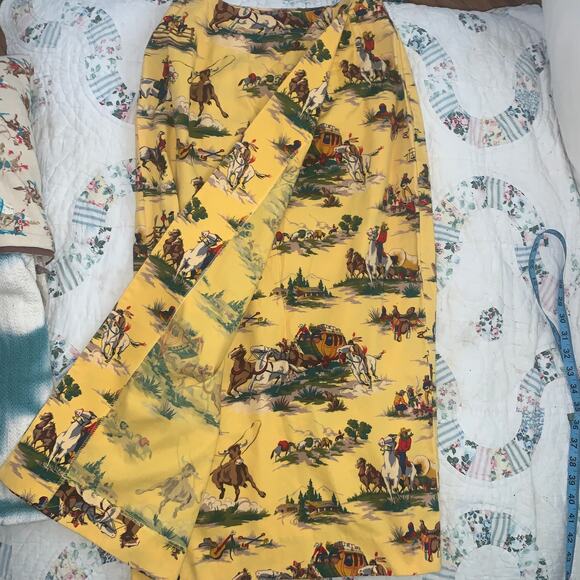 VINTAGE 90's UNWORN COWBOY PRINT WESTERN WRAP SKIRT-MALIBU COWBOY, BEYONCE - Picture 3 of 11